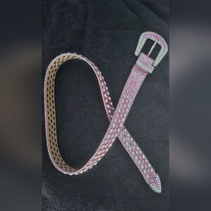 Pink Rhinestone Studded Belt